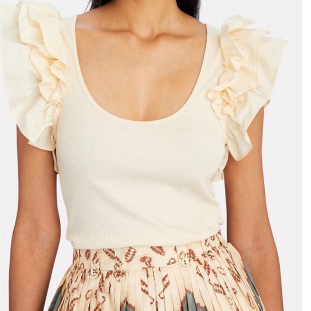 Ulla Johnson Cream Ruffle Sleeve Top